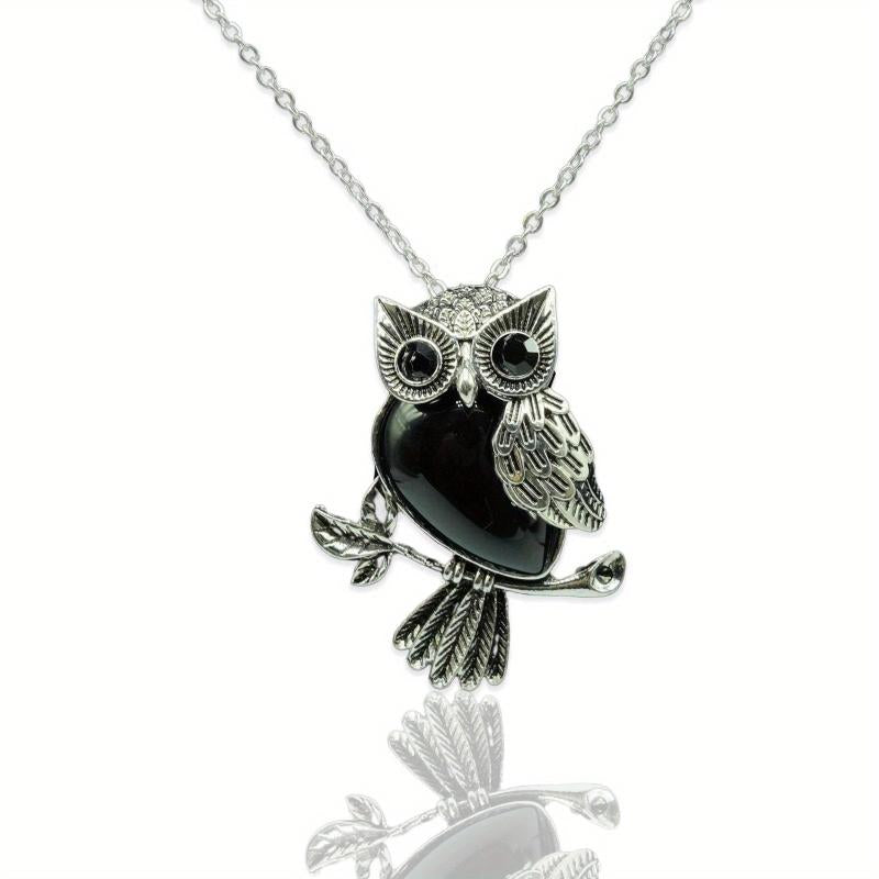 Owl Crystal Healing Pendant Necklace for Women
