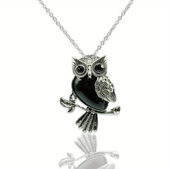 Owl Crystal Healing Pendant Necklace for Women