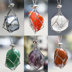 3pcs Crystal Necklace Stainless Steel Cage For Stone Crystal Pendant Necklace