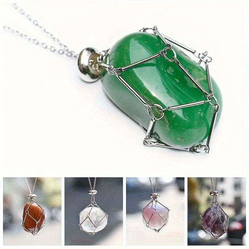 3pcs Crystal Necklace Stainless Steel Cage For Stone Crystal Pendant Necklace