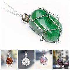 3pcs Crystal Necklace Stainless Steel Cage For Stone Crystal Pendant Necklace