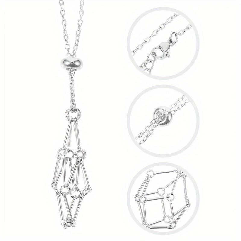3pcs Crystal Necklace Stainless Steel Cage For Stone Crystal Pendant Necklace