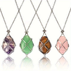 3pcs Crystal Necklace Stainless Steel Cage For Stone Crystal Pendant Necklace