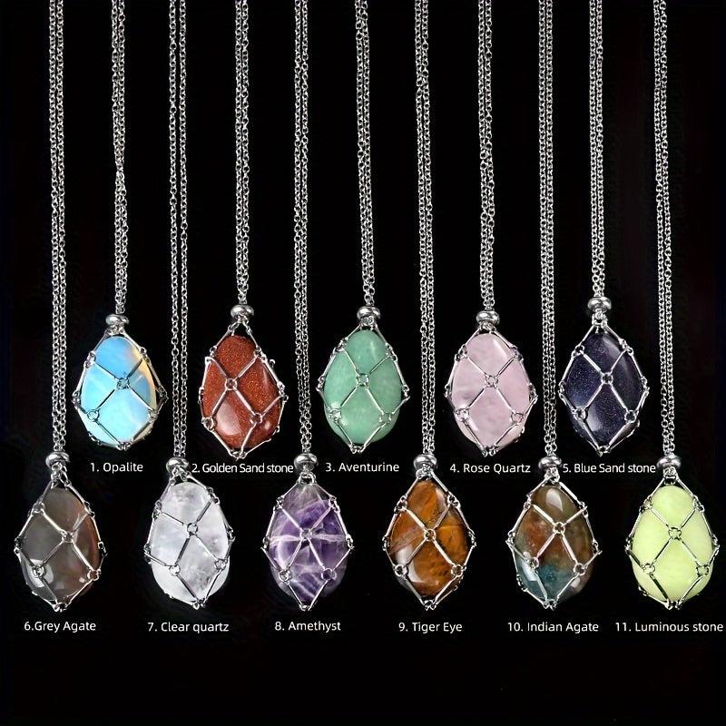 3pcs Crystal Necklace Stainless Steel Cage For Stone Crystal Pendant Necklace
