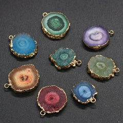 5pcs Agate Irregular Round Gemstone Pendant for DIY Necklace Bracelet