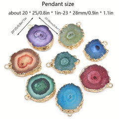 5pcs Agate Irregular Round Gemstone Pendant for DIY Necklace Bracelet