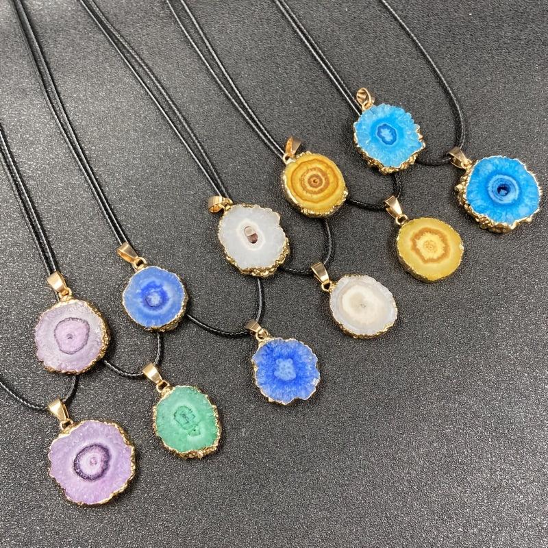 5pcs Agate Irregular Round Gemstone Pendant for DIY Necklace Bracelet