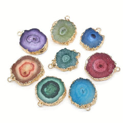 5pcs Agate Irregular Round Gemstone Pendant for DIY Necklace Bracelet