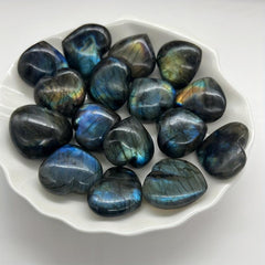Labradorite Crystal Heart Palm Stone for Chakra Balancing