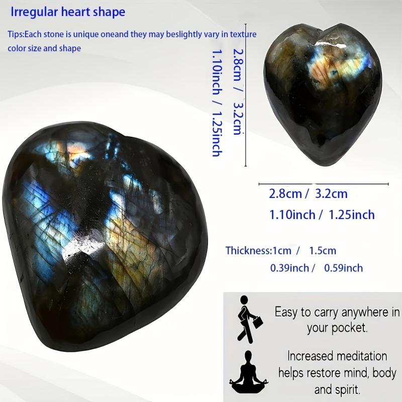 Labradorite Crystal Heart Palm Stone for Chakra Balancing