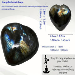 Labradorite Crystal Heart Palm Stone for Chakra Balancing