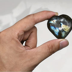 Labradorite Crystal Heart Palm Stone for Chakra Balancing