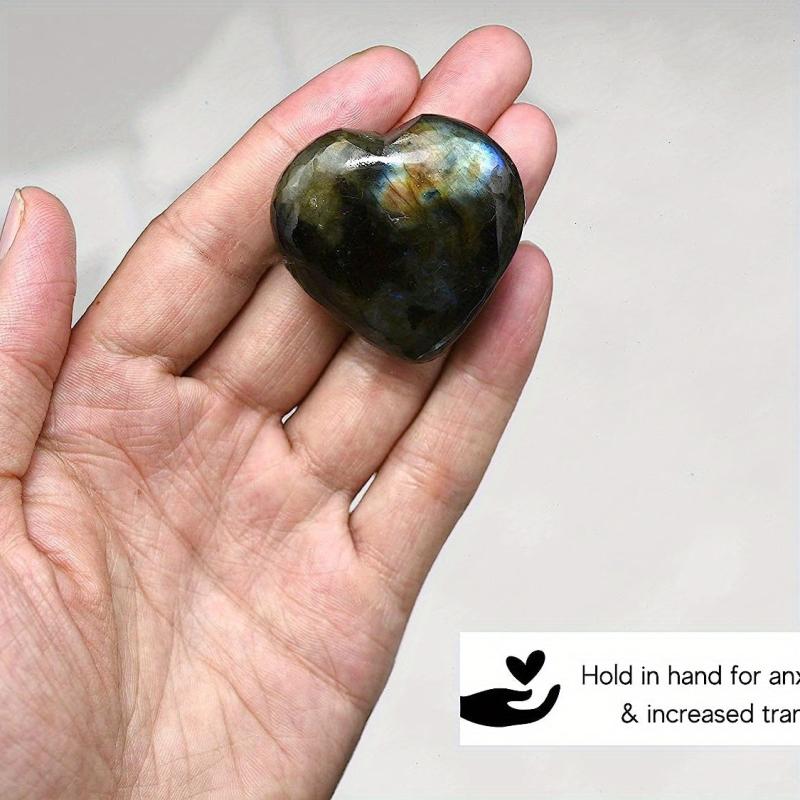 Labradorite Crystal Heart Palm Stone for Chakra Balancing