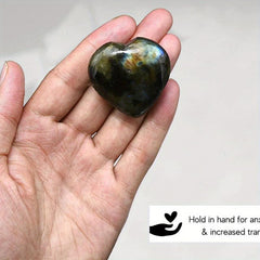 Labradorite Crystal Heart Palm Stone for Chakra Balancing