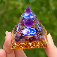 1pc Amethyst Orgone Pyramid Healing Reiki Chakra Meditation Tool