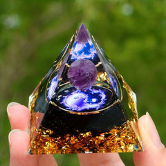 1pc Amethyst Orgone Pyramid Healing Reiki Chakra Meditation Tool