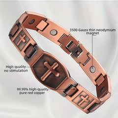 Jecanori Solid Magnetic Copper Bracelet For Men Cross