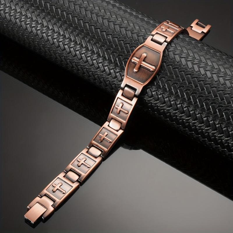 Jecanori Solid Magnetic Copper Bracelet For Men Cross