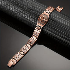 Jecanori Solid Magnetic Copper Bracelet For Men Cross