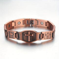 Jecanori Solid Magnetic Copper Bracelet For Men Cross