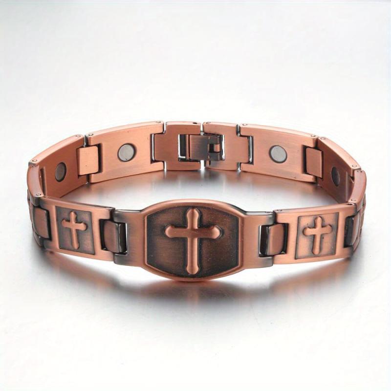 Jecanori Solid Magnetic Copper Bracelet For Men Cross