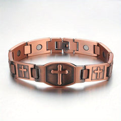 Jecanori Solid Magnetic Copper Bracelet For Men Cross