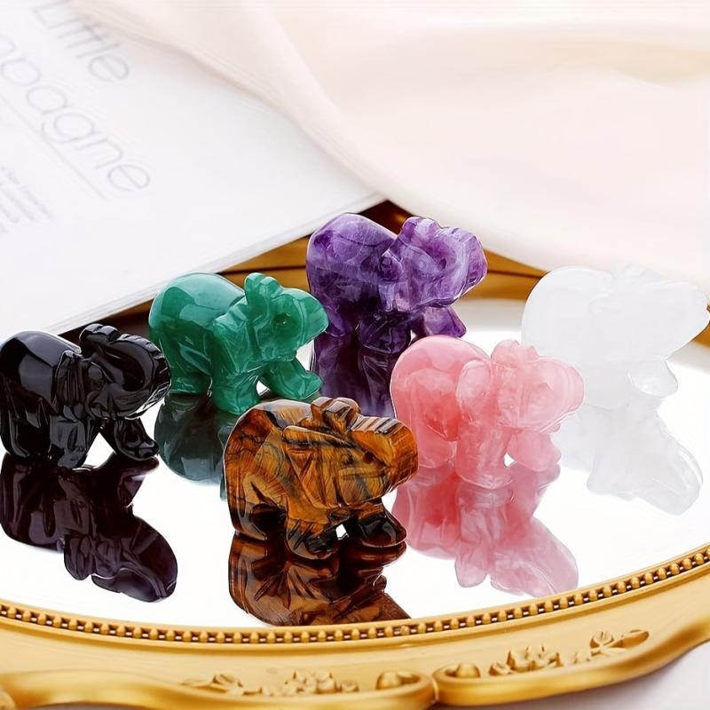 Natural Golden Tiger's Eye Elephant Guardian Statue Figurine 1.5 Inch