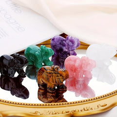 Natural Golden Tiger's Eye Elephant Guardian Statue Figurine 1.5 Inch
