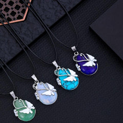 Butterfly Gemstone Necklace Rose Quartz Amethyst Opalite Healing Pendant