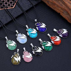 Butterfly Gemstone Necklace Rose Quartz Amethyst Opalite Healing Pendant