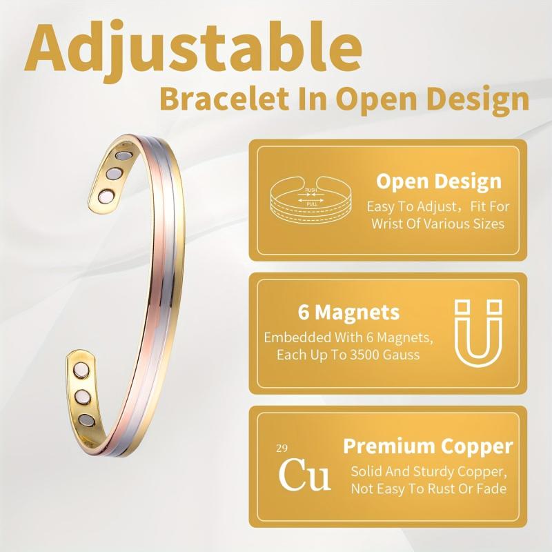 Copper Magnetic Therapy Bracelet for Pain Relief and Lymph Detox