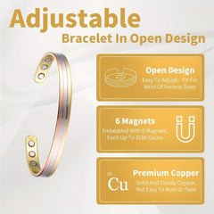 Copper Magnetic Therapy Bracelet for Pain Relief and Lymph Detox