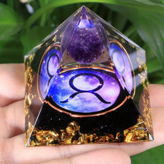 1pc Twelve Constellations Orgone Pyramid Amethyst Peridot Healing Crystal Energy