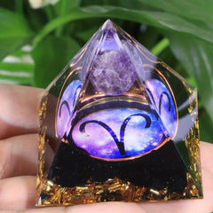 1pc Twelve Constellations Orgone Pyramid Amethyst Peridot Healing Crystal Energy