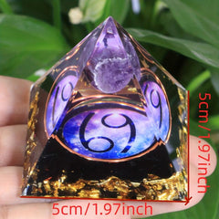 1pc Twelve Constellations Orgone Pyramid Amethyst Peridot Healing Crystal Energy