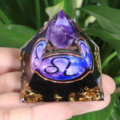 1pc Twelve Constellations Orgone Pyramid Amethyst Peridot Healing Crystal Energy