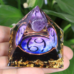 1pc Twelve Constellations Orgone Pyramid Amethyst Peridot Healing Crystal Energy