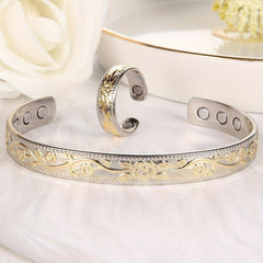 Copper Magnetic Bracelet & Ring Set for Women with Strong Magnets