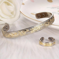 Copper Magnetic Bracelet & Ring Set for Women with Strong Magnets