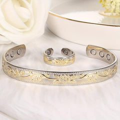 Copper Magnetic Bracelet & Ring Set for Women with Strong Magnets