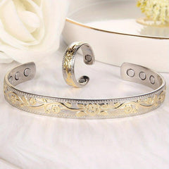 Copper Magnetic Bracelet & Ring Set for Women with Strong Magnets