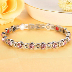 Women's Magnetic Bracelet Titanium Steel Neodymium Magnets & Crystals