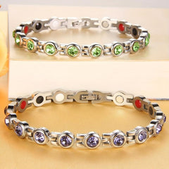 Women's Magnetic Bracelet Titanium Steel Neodymium Magnets & Crystals