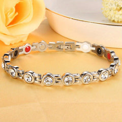 Women's Magnetic Bracelet Titanium Steel Neodymium Magnets & Crystals