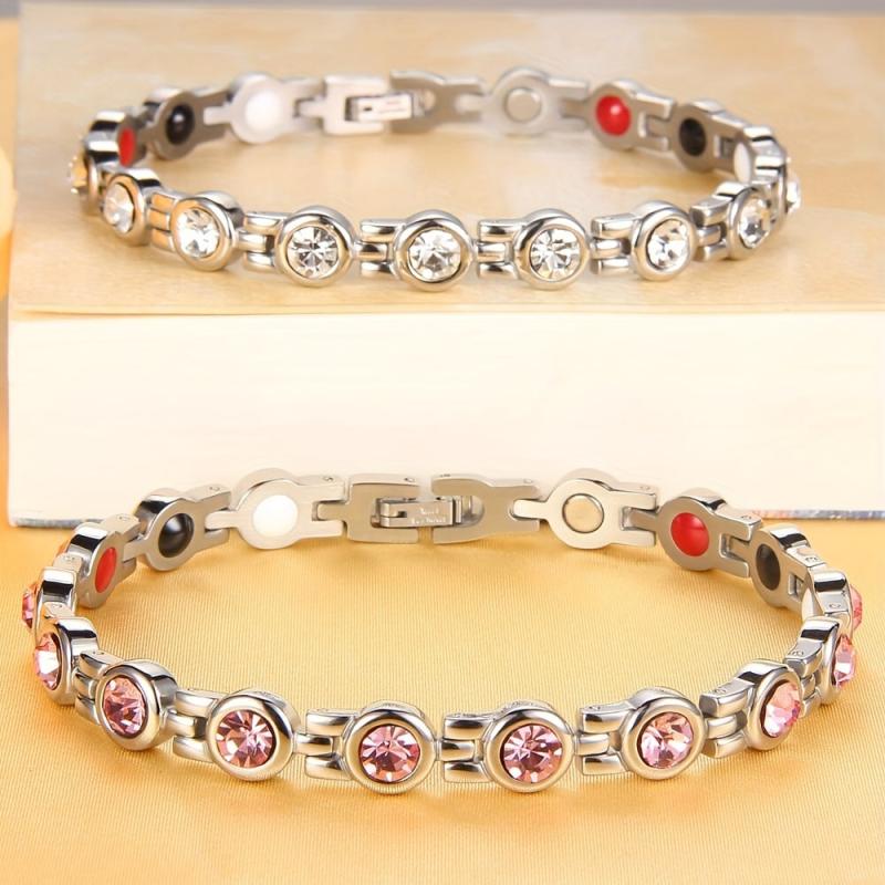 Women's Magnetic Bracelet Titanium Steel Neodymium Magnets & Crystals
