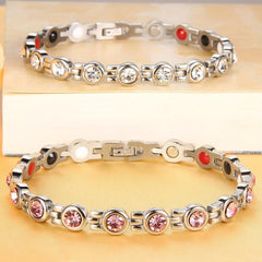 Women's Magnetic Bracelet Titanium Steel Neodymium Magnets & Crystals