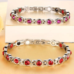 Women's Magnetic Bracelet Titanium Steel Neodymium Magnets & Crystals