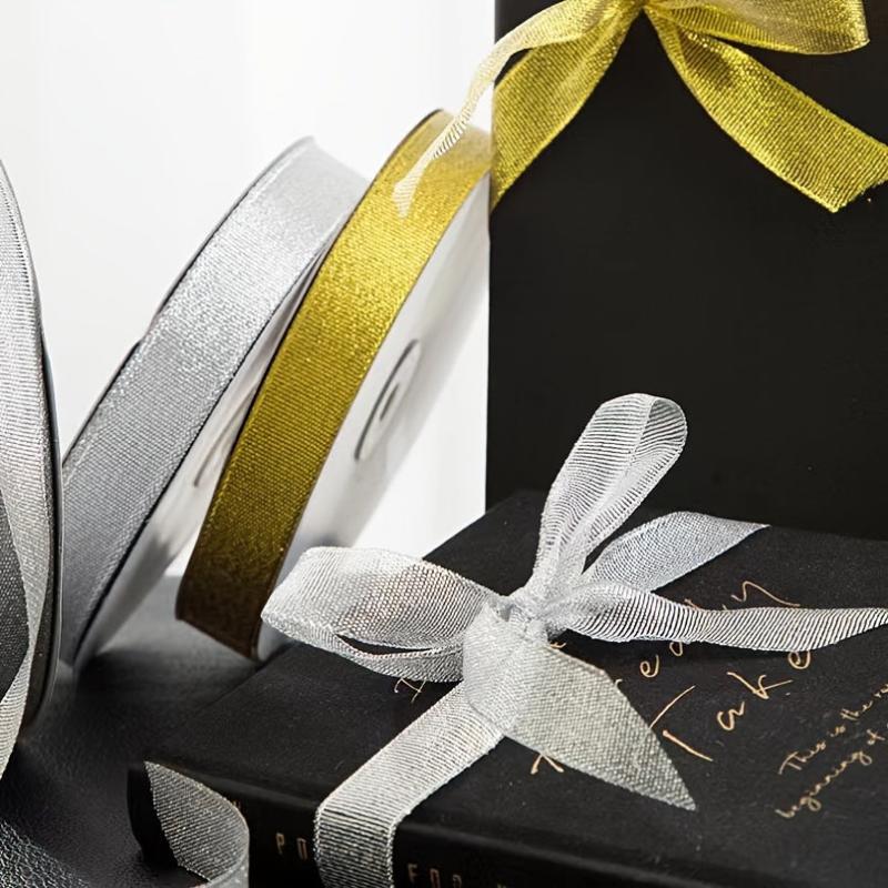 25 Long Golden & Silvery Onion Ribbons with Silk Ribbon for Gift Packaging