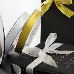 25 Long Golden & Silvery Onion Ribbons with Silk Ribbon for Gift Packaging