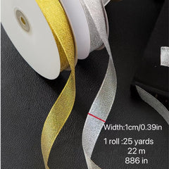 25 Long Golden & Silvery Onion Ribbons with Silk Ribbon for Gift Packaging